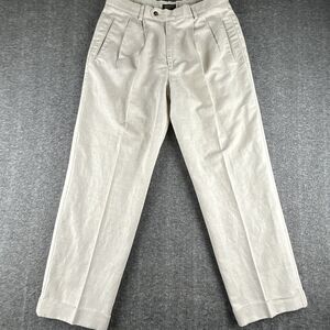Dockers Khakis Linen Cotton Blend Chinos Pants Mens 34x30 Beige Pleated Cuffed